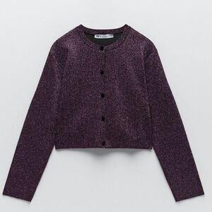 Zara Metallic Merlot  Shimmer Cardigan size S